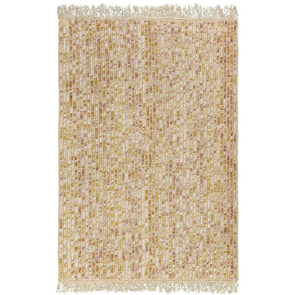 שטיח תמר אריגה גסה 10 קרם/ורוד/צהוב עם פרנזים | השטיח האדום