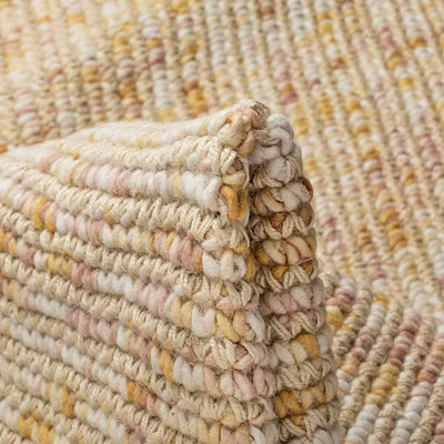 שטיח תמר אריגה גסה 10 קרם/ורוד/צהוב עם פרנזים | השטיח האדום