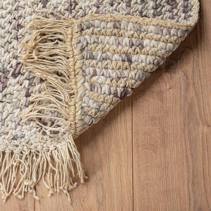 שטיח תמר אריגה גסה 10 קרם/חום עם פרנזים | השטיח האדום