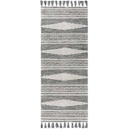 שטיח גפן כותנה 14 אפור ראנר עם פרנזים | השטיח האדום