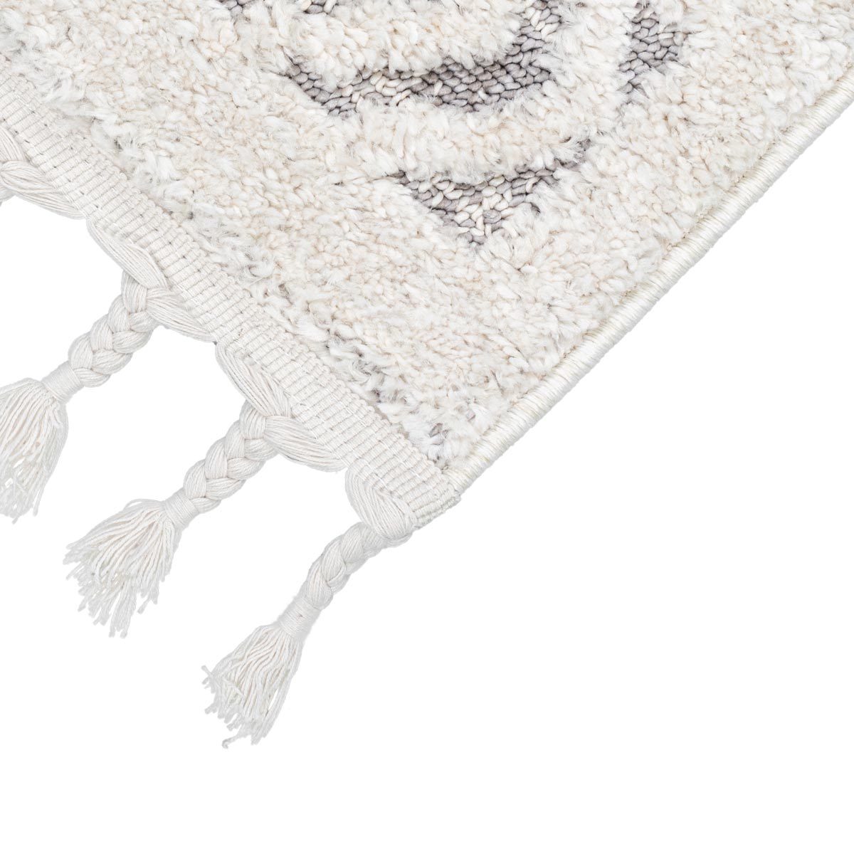 שטיח אטלס 18 קרם/אפור עם פרנזים | השטיח האדום