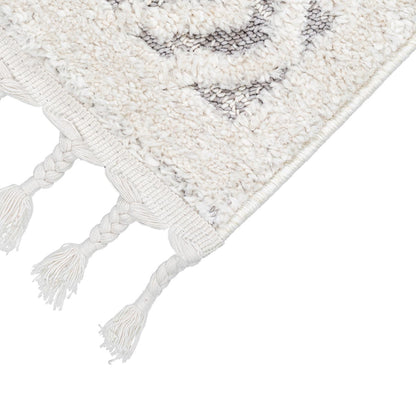 שטיח אטלס 18 קרם/אפור עם פרנזים | השטיח האדום