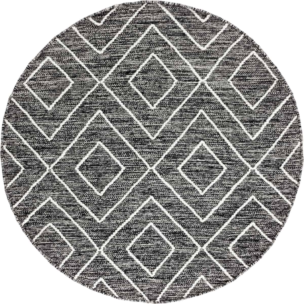 שטיח גפן כותנה 10 שחור/לבן עגול | השטיח האדום