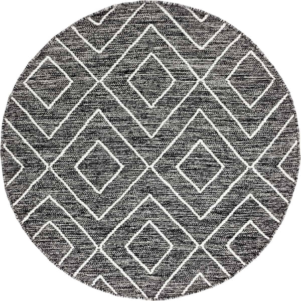 שטיח גפן כותנה 10 שחור/לבן עגול GEFEN