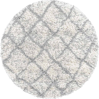 שטיח קזבלנקה 06 לבן/אפור עגול | השטיח האדום