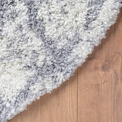 שטיח קזבלנקה 06 לבן/אפור עגול | השטיח האדום