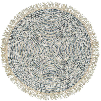 שטיח תמר אריגה גסה 10 קרם/אפור עגול עם פרנזים | השטיח האדום