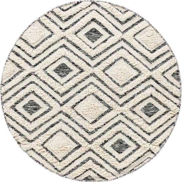 שטיח קילים סקנדינבי 30 שחור/לבן עגול KILIM