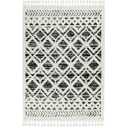 שטיח אטלס 15 אפור כהה/קרם עם פרנזים | השטיח האדום