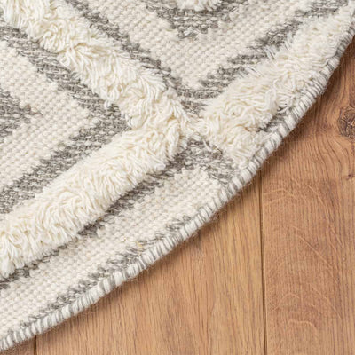 שטיח קילים סקנדינבי 30 אפור/לבן עגול | השטיח האדום