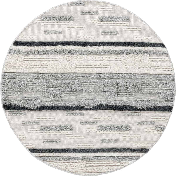 שטיח קילים סקנדינבי 29 אפור/לבן עגול KILIM