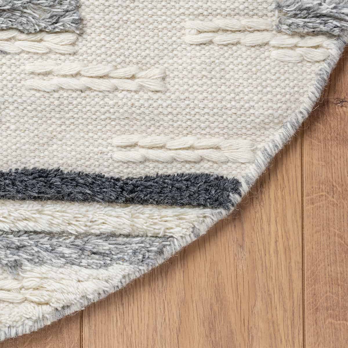 שטיח קילים סקנדינבי 29 אפור/לבן עגול | השטיח האדום