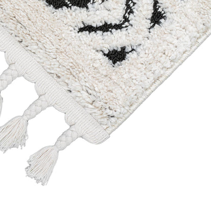 שטיח אטלס 15 אפור כהה/קרם עם פרנזים | השטיח האדום