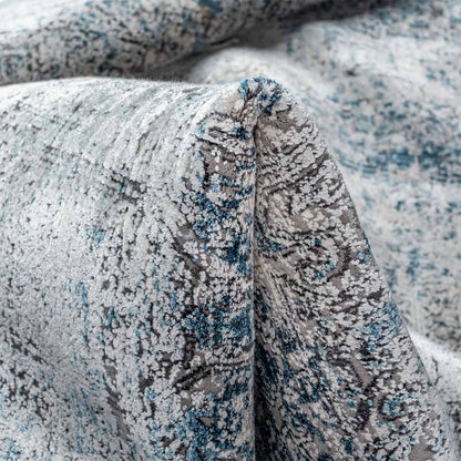 שטיח ג'איפור 24 אפור/כחול/צהוב עם פרנזים | השטיח האדום