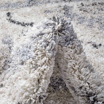 שטיח קזבלנקה 10 לבן/אפור/קרם עגול | השטיח האדום