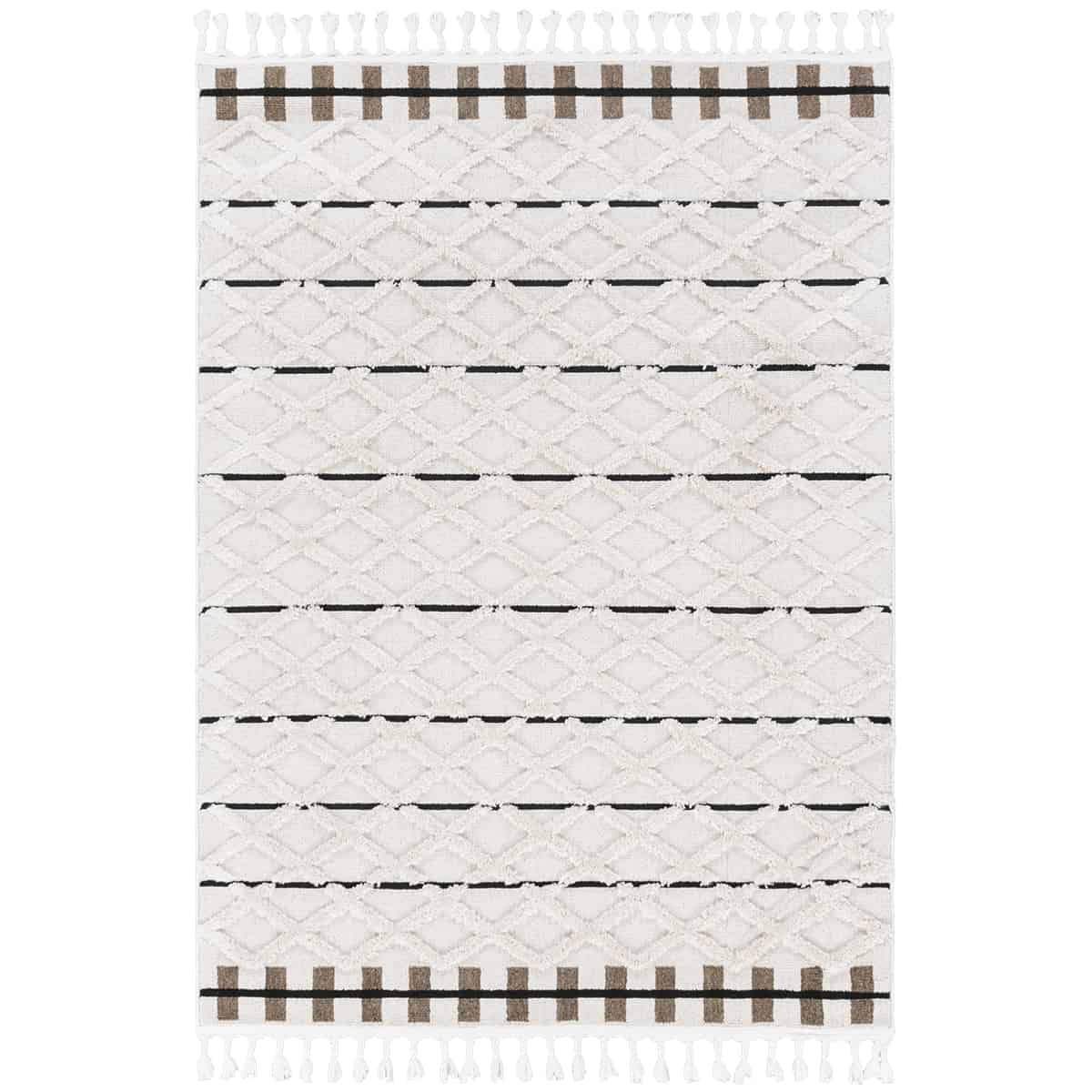 שטיח אטלס 25 קרם עם פרנזים | השטיח האדום