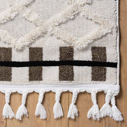 שטיח אטלס 25 קרם עם פרנזים | השטיח האדום