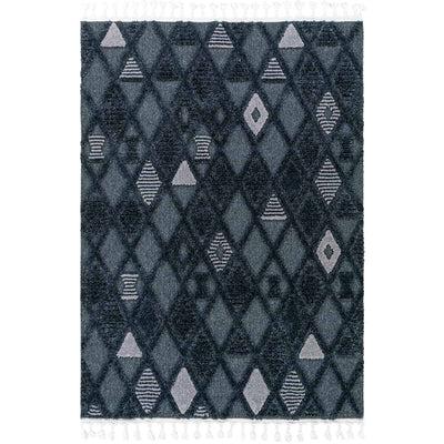 שטיח אטלס 23 כחול כהה עם פרנזים | השטיח האדום