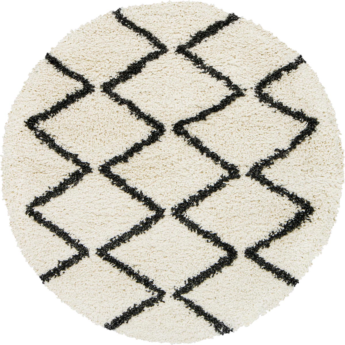 שטיח קזבלנקה 08 לבן/שחור עגול | השטיח האדום