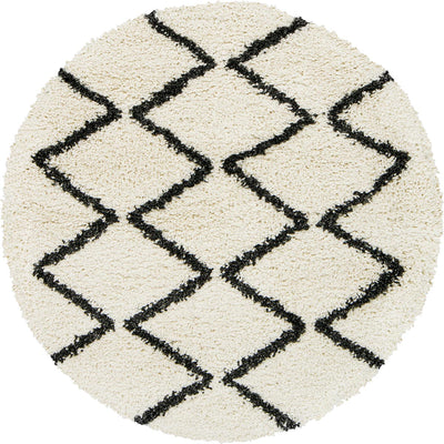 שטיח קזבלנקה 08 לבן/שחור עגול | השטיח האדום