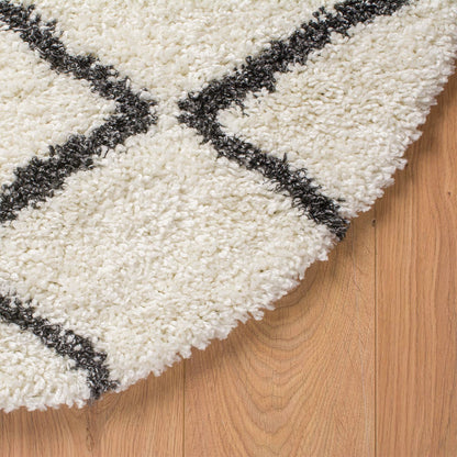 שטיח קזבלנקה 08 לבן/שחור עגול | השטיח האדום
