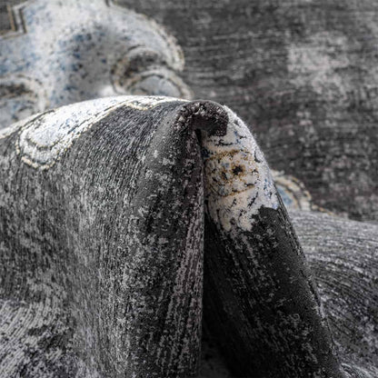 שטיח ג'איפור 23 כחול/אפור/צהוב עם פרנזים | השטיח האדום