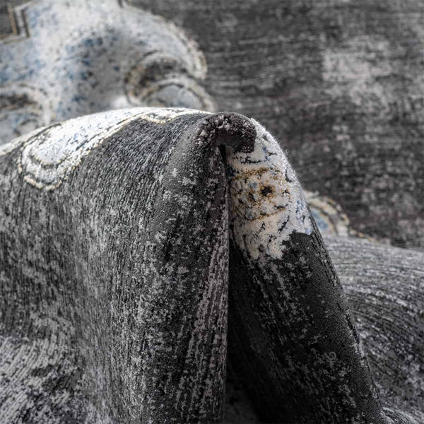 שטיח ג'איפור 23 כחול/אפור/צהוב עם פרנזים JAIPUR - hover