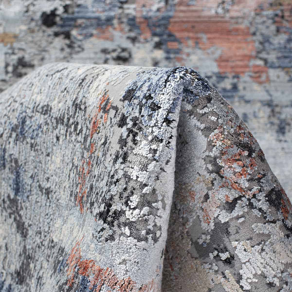 שטיח ג'איפור 26 אפור/כחול/צהוב עם פרנזים JAIPUR - hover