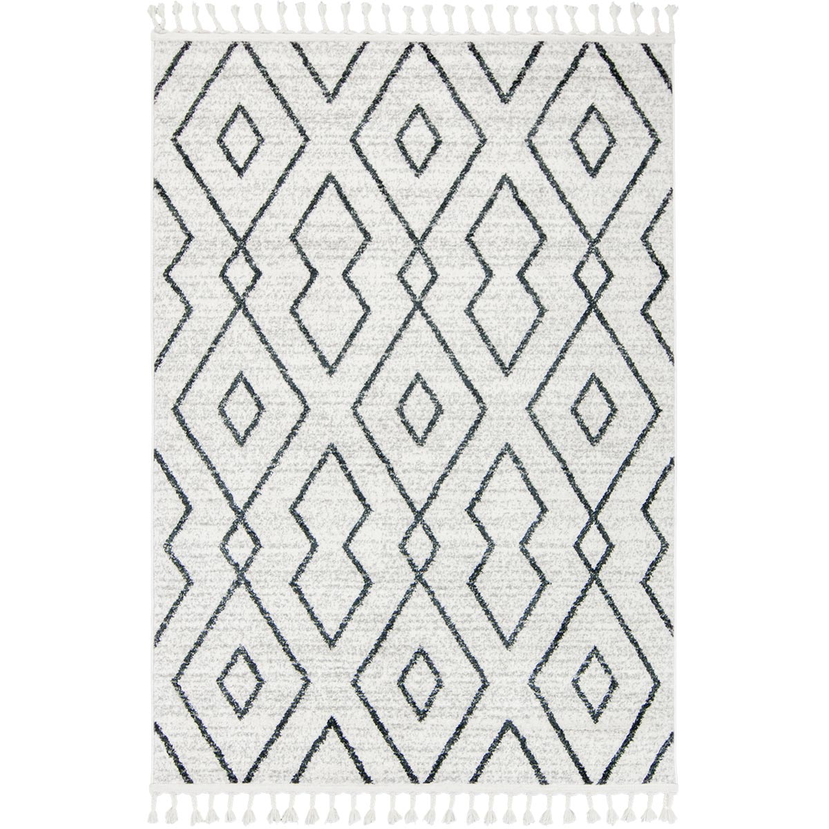 שטיח מרקש 26 קרם/שחור עם פרנזים | השטיח האדום