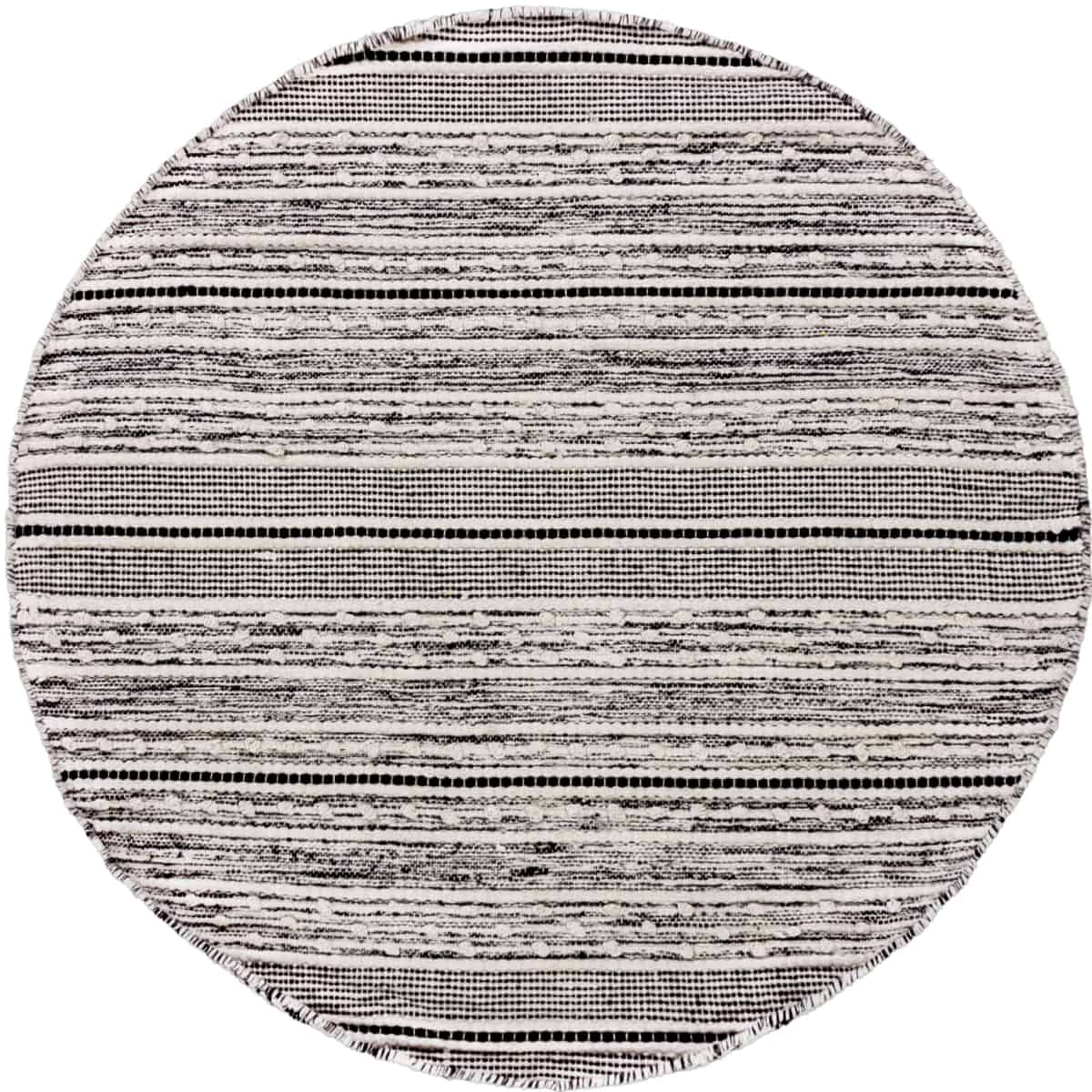 שטיח גפן כותנה 12 שחור/לבן עגול | השטיח האדום