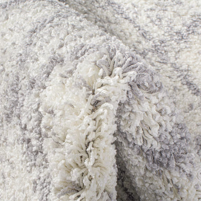 שטיח קזבלנקה 06 לבן/אפור עם פרנזים | השטיח האדום