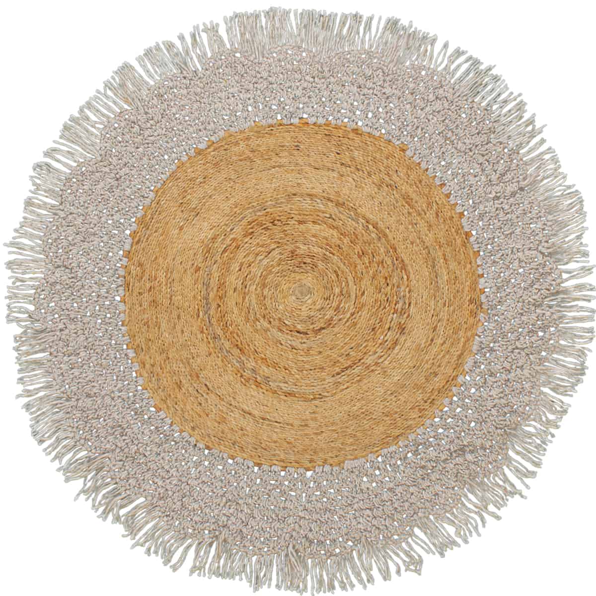 שטיח תמר מעצבים 13 בז' עגול עם פרנזים | השטיח האדום