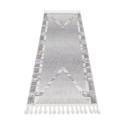 שטיח אטלס 17 אפור/קרם ראנר עם פרנזים | השטיח האדום