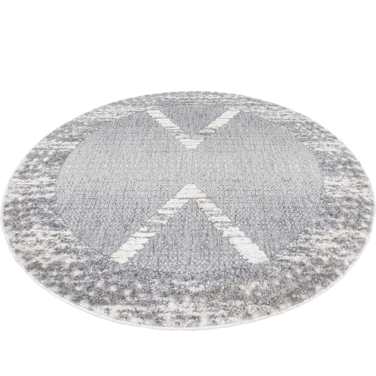 שטיח אטלס 17 אפור/קרם עגול | השטיח האדום