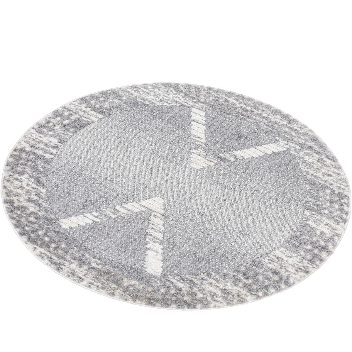 שטיח אטלס 17 אפור/קרם עגול | השטיח האדום