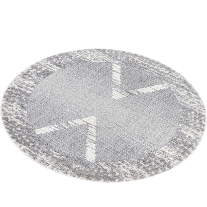 שטיח אטלס 17 אפור/קרם עגול | השטיח האדום