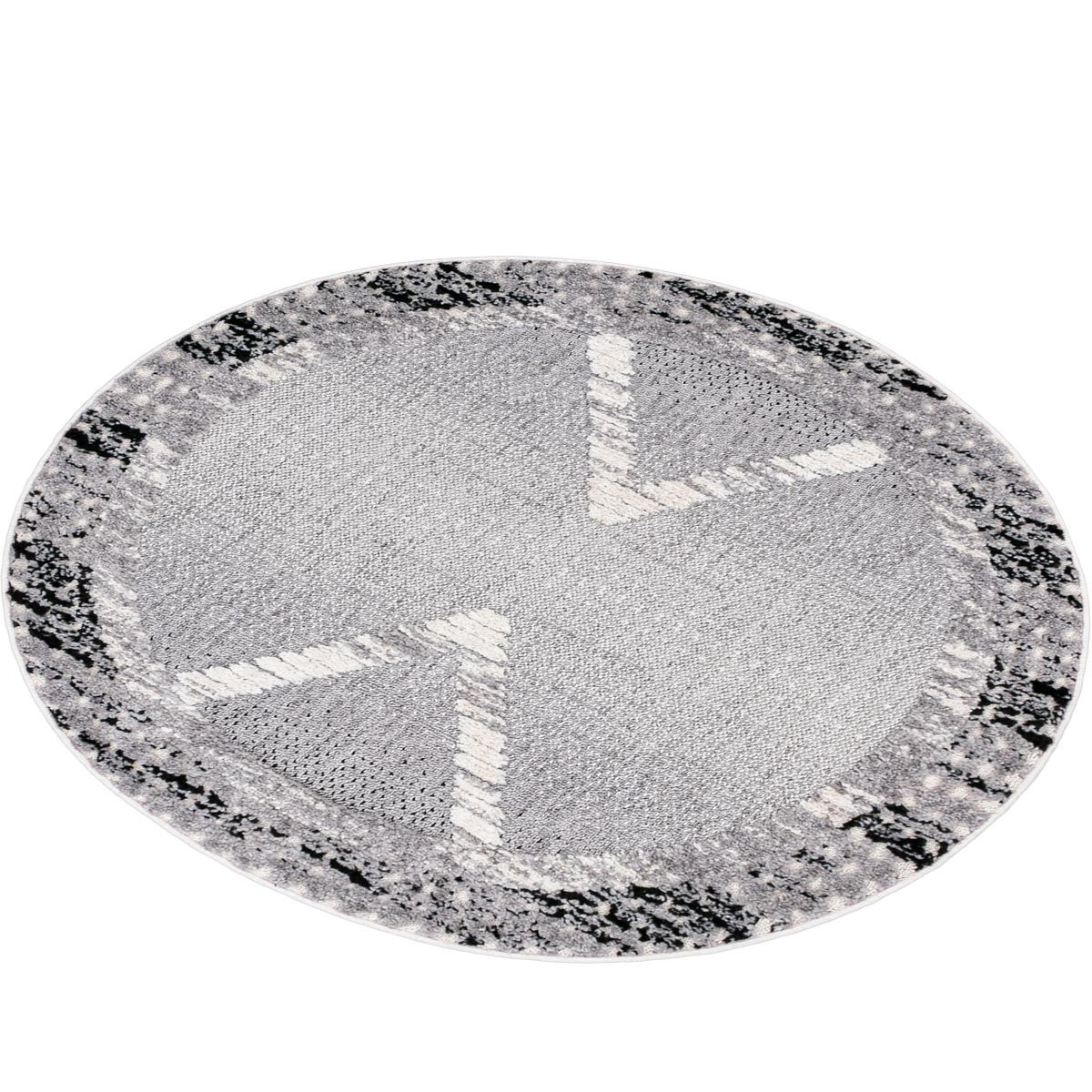 שטיח אטלס 17 אפור כהה/קרם עגול | השטיח האדום