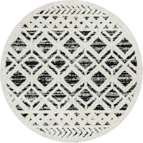 שטיח אטלס 15 אפור כהה/קרם עגול ATLAS