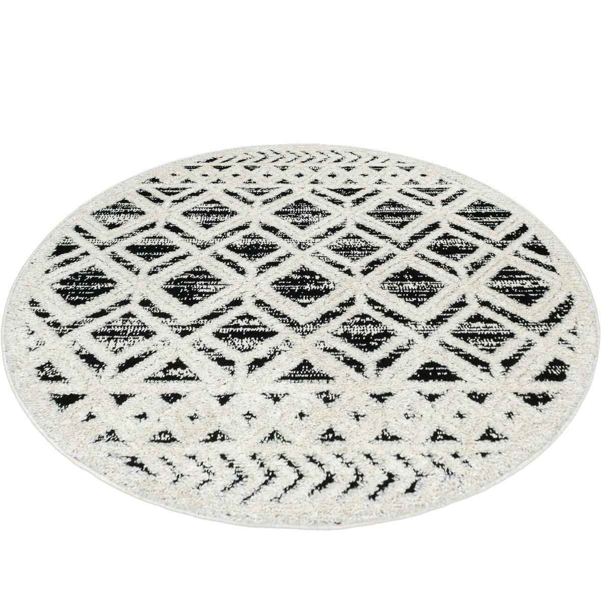 שטיח אטלס 15 אפור כהה/קרם עגול | השטיח האדום