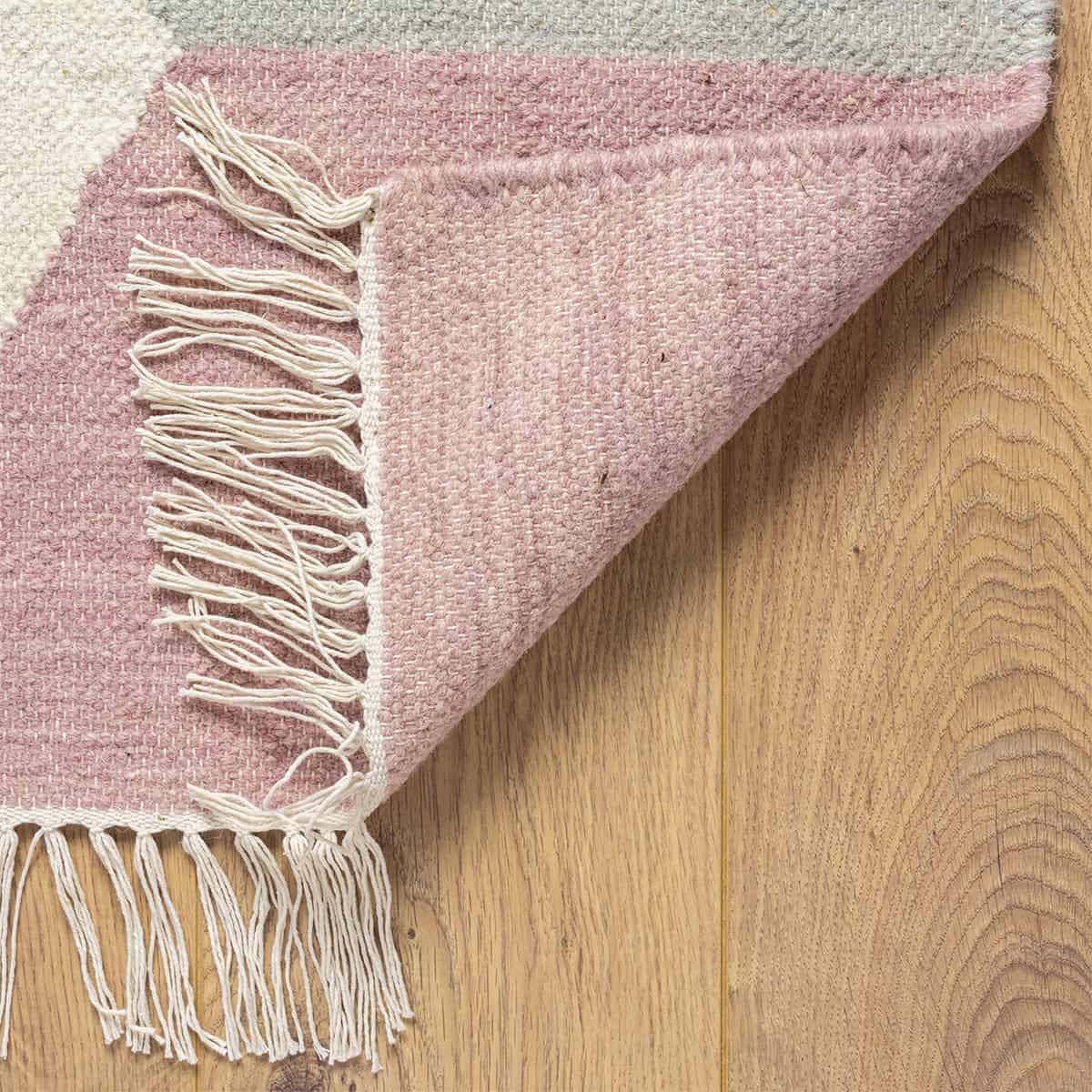  שטיח קילים סקנדינבי 18 כחול/ורוד/אפור ראנר עם פרנזים | השטיח האדום 