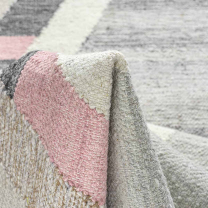  שטיח קילים סקנדינבי 18 כחול/ורוד/אפור ראנר עם פרנזים | השטיח האדום 