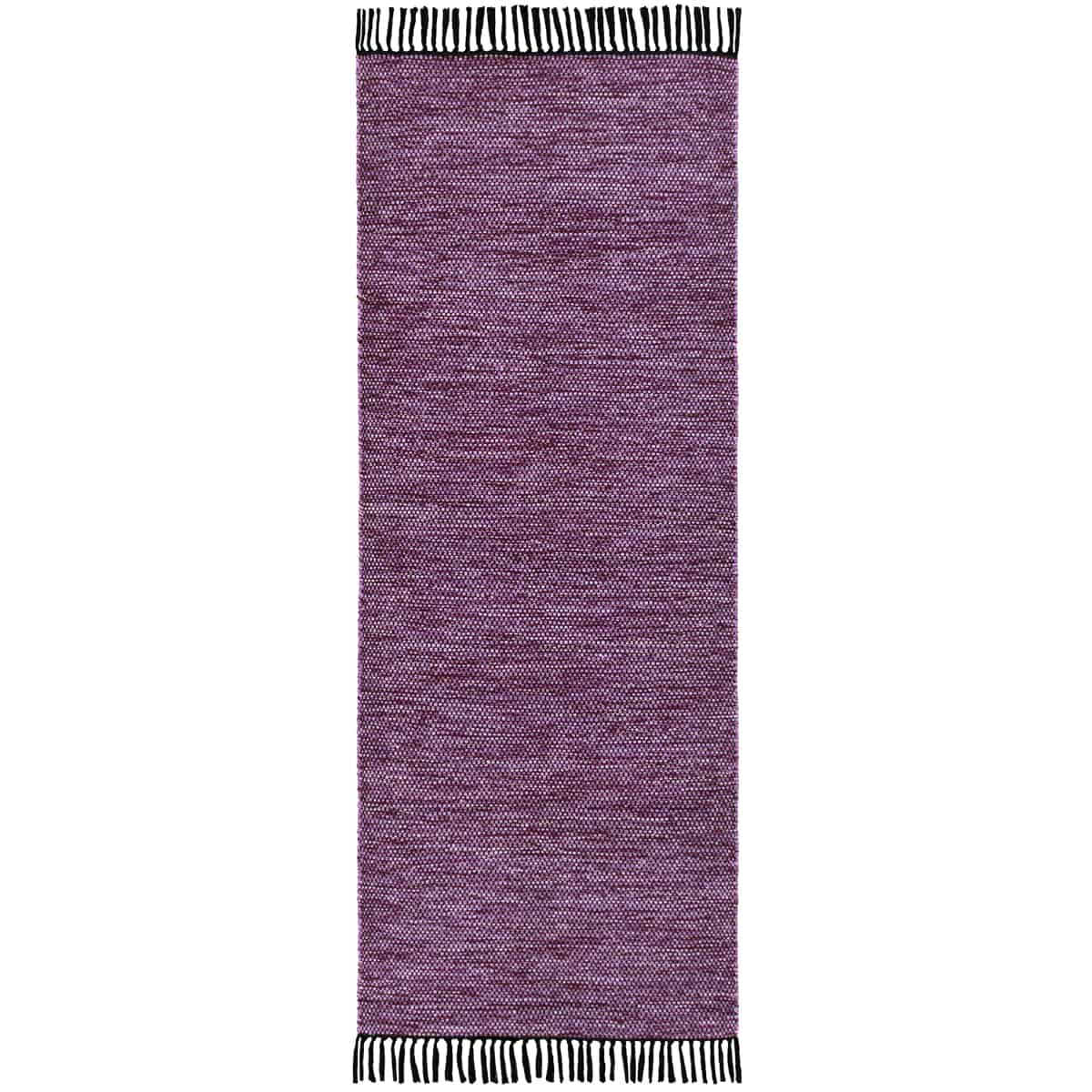  שטיח גפן כותנה 01 סגול/שחור ראנר עם פרנזים | השטיח האדום 