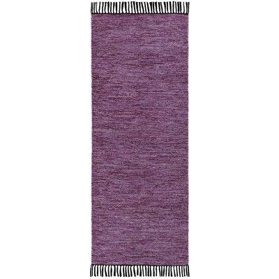  שטיח גפן כותנה 01 סגול/שחור ראנר עם פרנזים | השטיח האדום 