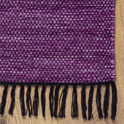  שטיח גפן כותנה 01 סגול/שחור ראנר עם פרנזים | השטיח האדום 