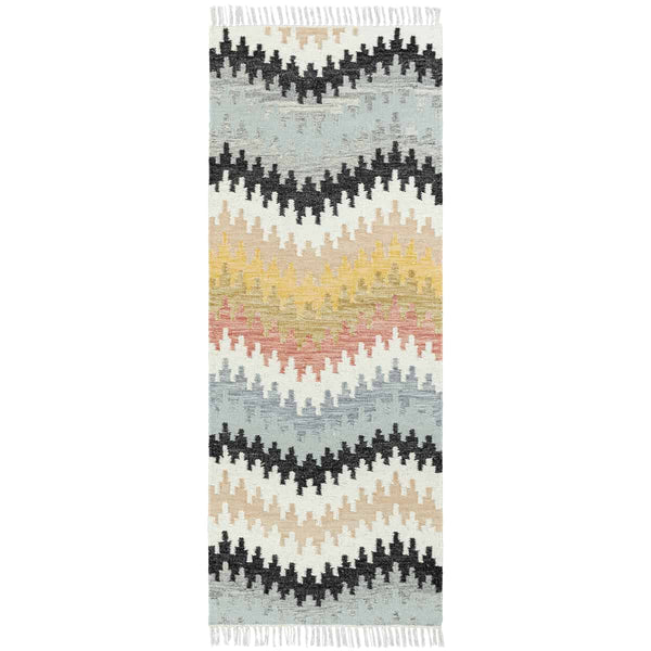 שטיח קילים סקנדינבי 17 צבעוני ראנר עם פרנזים KILIM