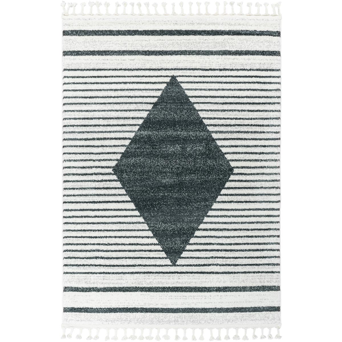 שטיח סלוניקי 14 שחור עם פרנזים | השטיח האדום