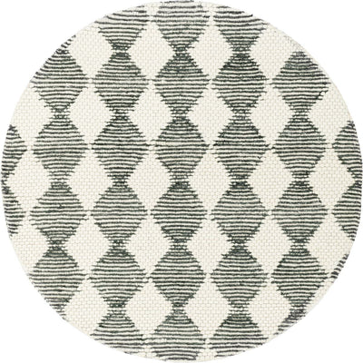 שטיח חבל מרוקאי 03 לבן/אפור כהה עגול | השטיח האדום