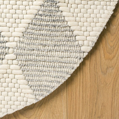 שטיח חבל מרוקאי 02 לבן/אפור עגול | השטיח האדום