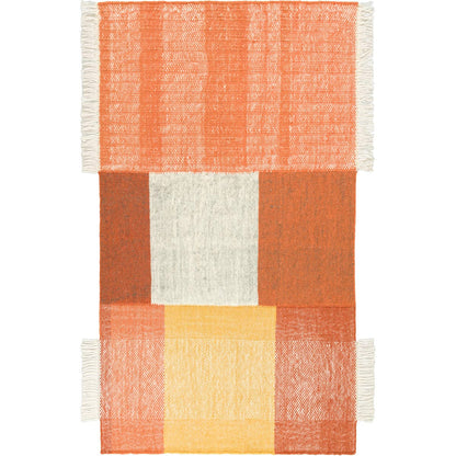 שטיח קילים סקנדינבי 21 כתום/צהוב/לבן עם פרנזים | השטיח האדום