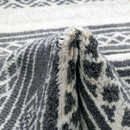  שטיח ברבר מרוקאי 04 אפור כהה/לבן ראנר עם פרנזים | השטיח האדום 